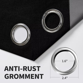 Full Blackout Faux Linen Grommet Curtains