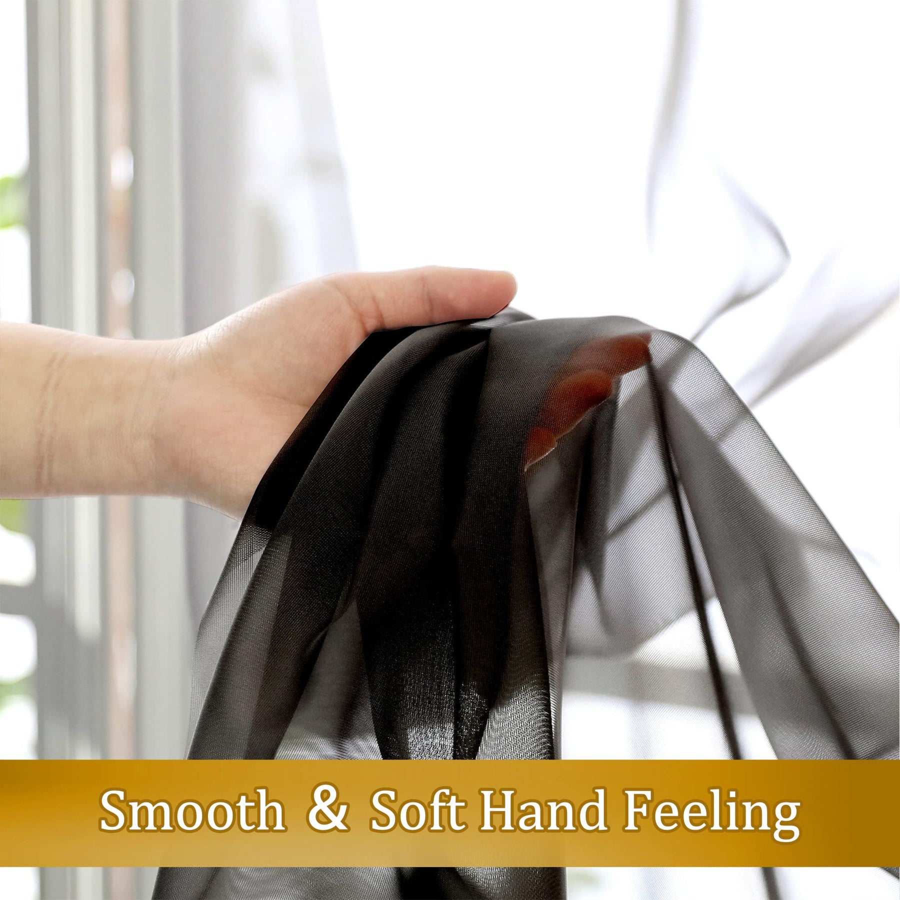 Airy Sheer Voile Curtains Set for Living Room & Bedroom