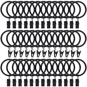 Curtain Rings with Clips Hooks, Drapery Rings Stainless Steel Metal Curtain Hangers Clips