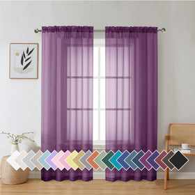 Airy Sheer Voile Curtains Set for Living Room & Bedroom