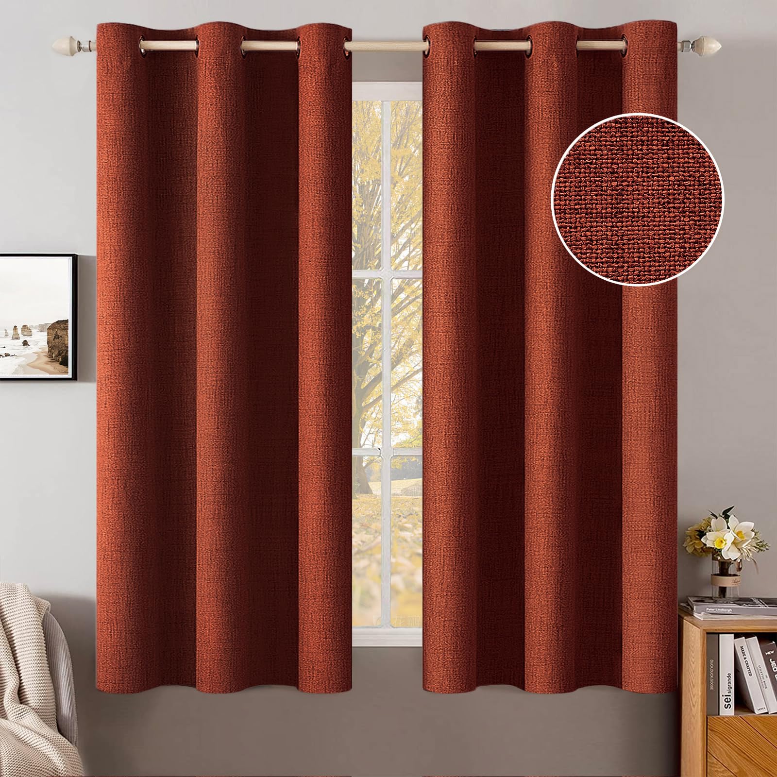 100% Blackout Linen Curtains for Bedroom & Living Room