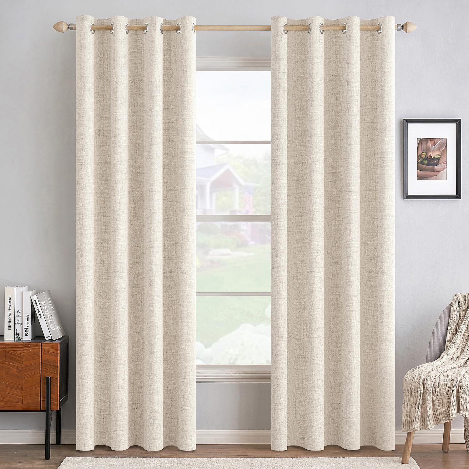 100% Blackout Linen Curtains for Bedroom & Living Room