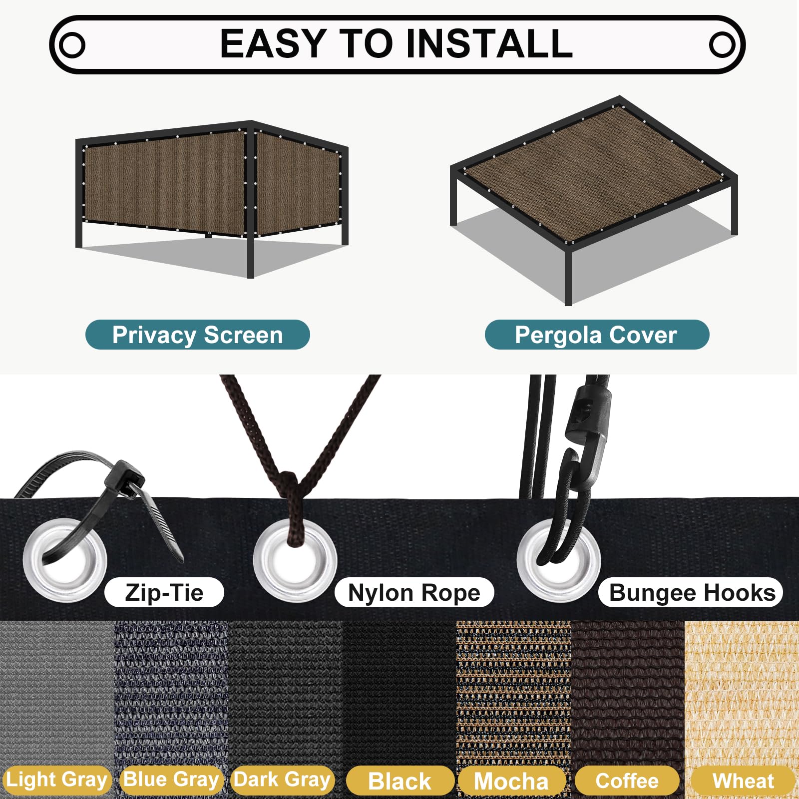 90% Sun Shade Cloth with Grommets