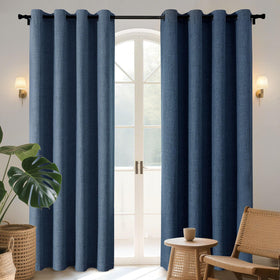 Joydeco 52 Inch Wide Bedroom 100% Faxu Linen Textured Privacy Curtains