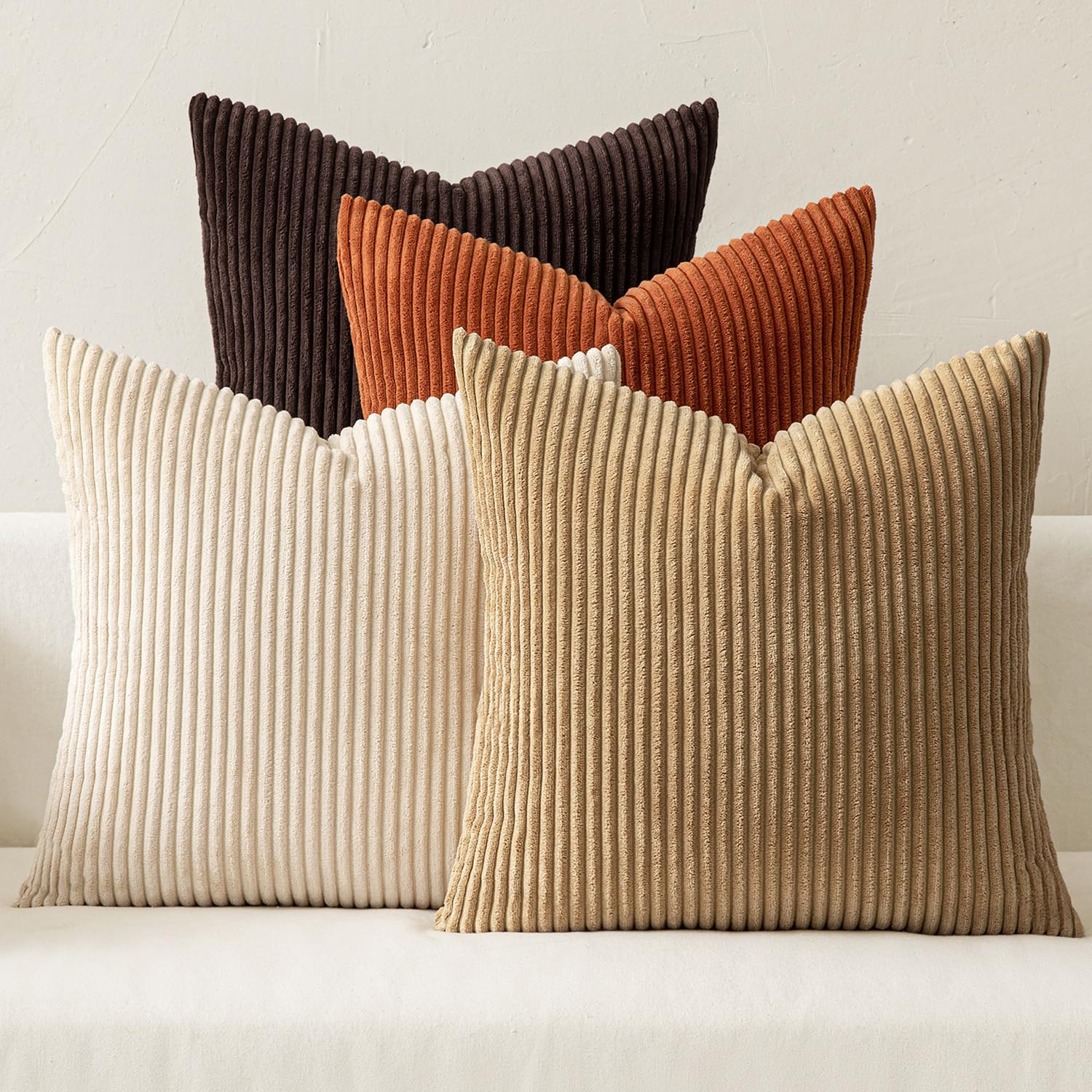 Boho Corduroy Throw Pillow Covers Set of 4