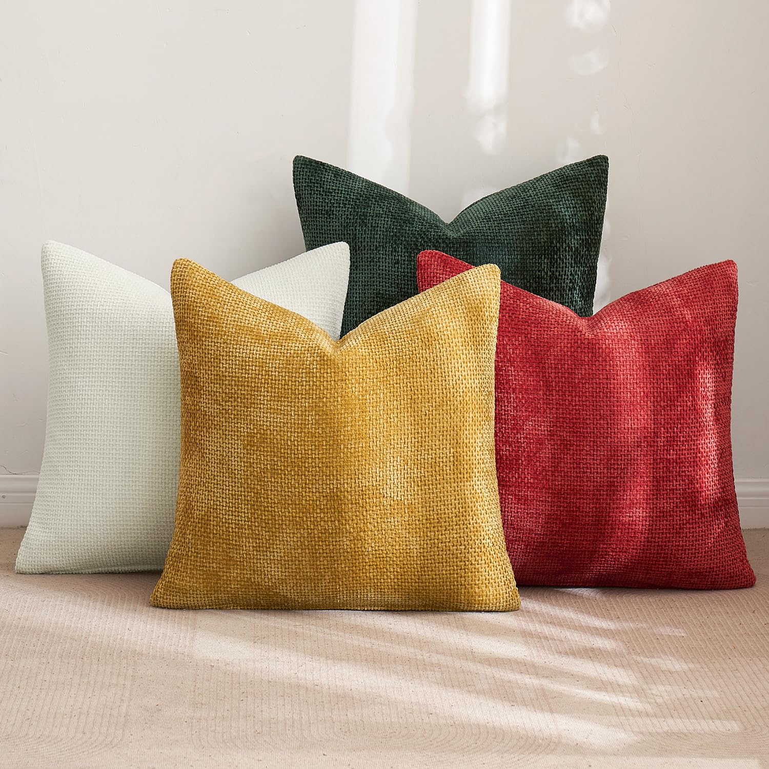 Chenille Throw Pillow Covers Set of 4