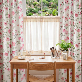 Boho Floral Room Darkening Linen Curtains
