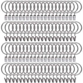 Curtain Rings with Clips Hooks, Drapery Rings Stainless Steel Metal Curtain Hangers Clips