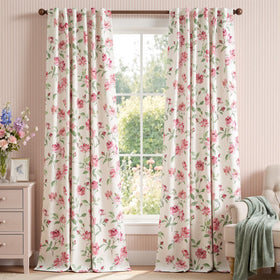 Boho Floral Room Darkening Linen Curtains