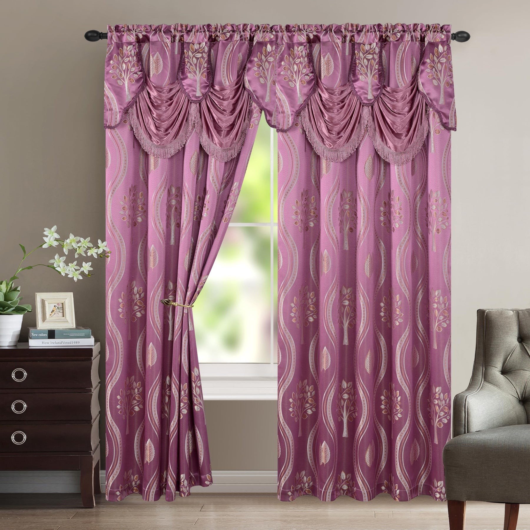 Elegant Comfort Aurora Jacquard Look Curtain Panel Set