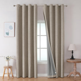 Joydeco 52 Inch Wide Bedroom 100% Faxu Linen Textured Privacy Curtains