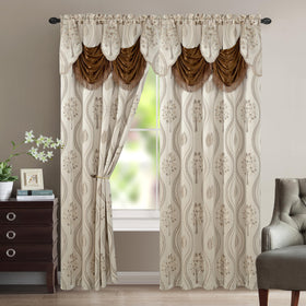Elegant Comfort Aurora Jacquard Look Curtain Panel Set