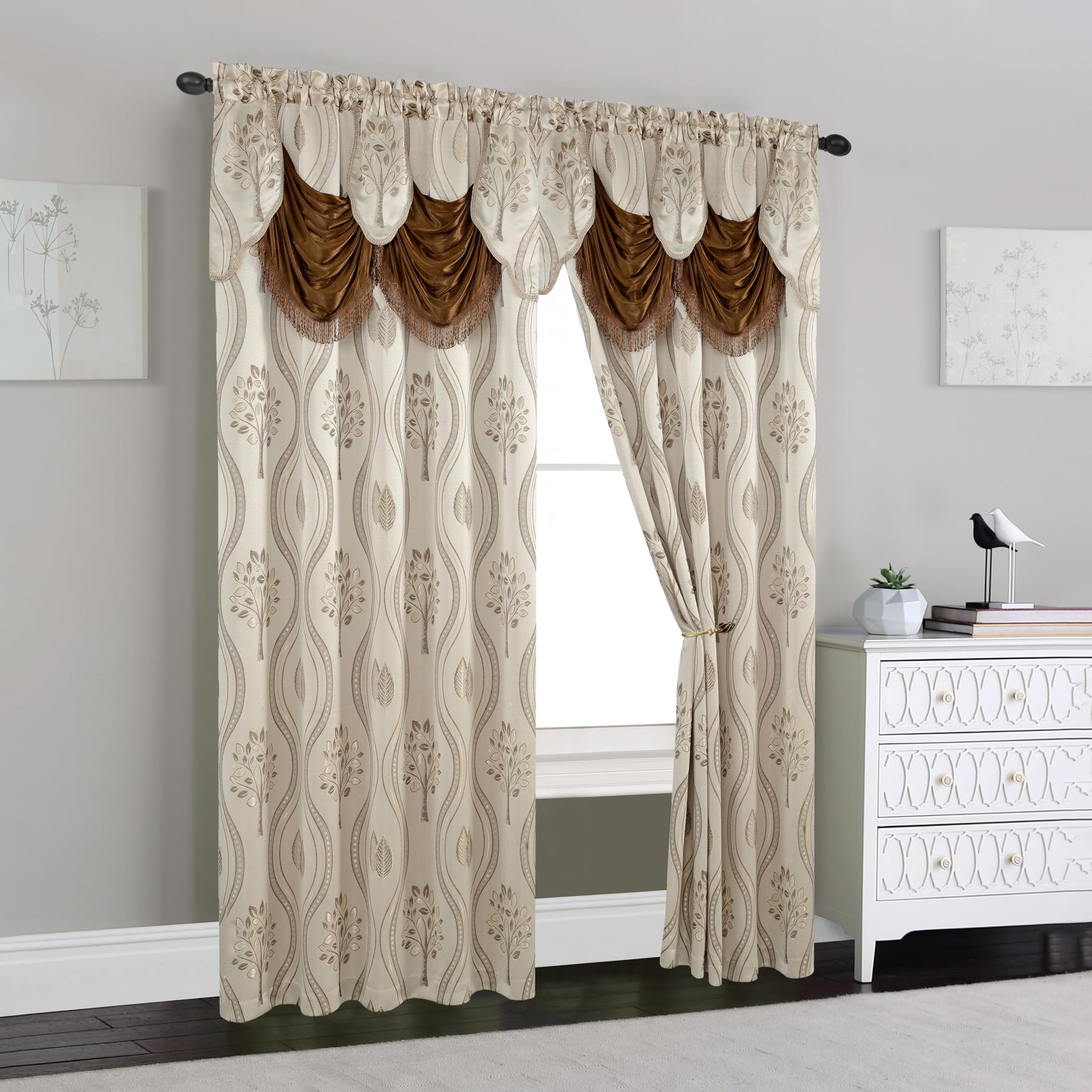 Elegant Comfort Aurora Jacquard Look Curtain Panel Set
