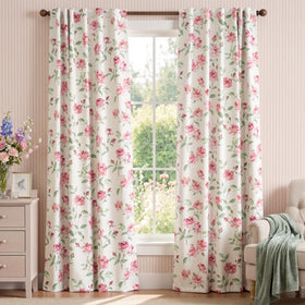 Boho Floral Room Darkening Linen Curtains
