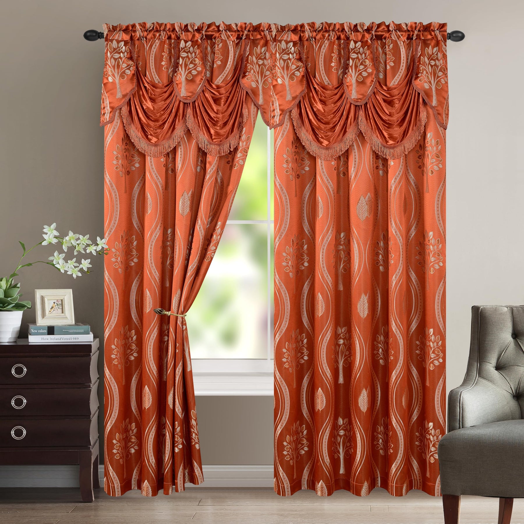 Elegant Comfort Aurora Jacquard Look Curtain Panel Set