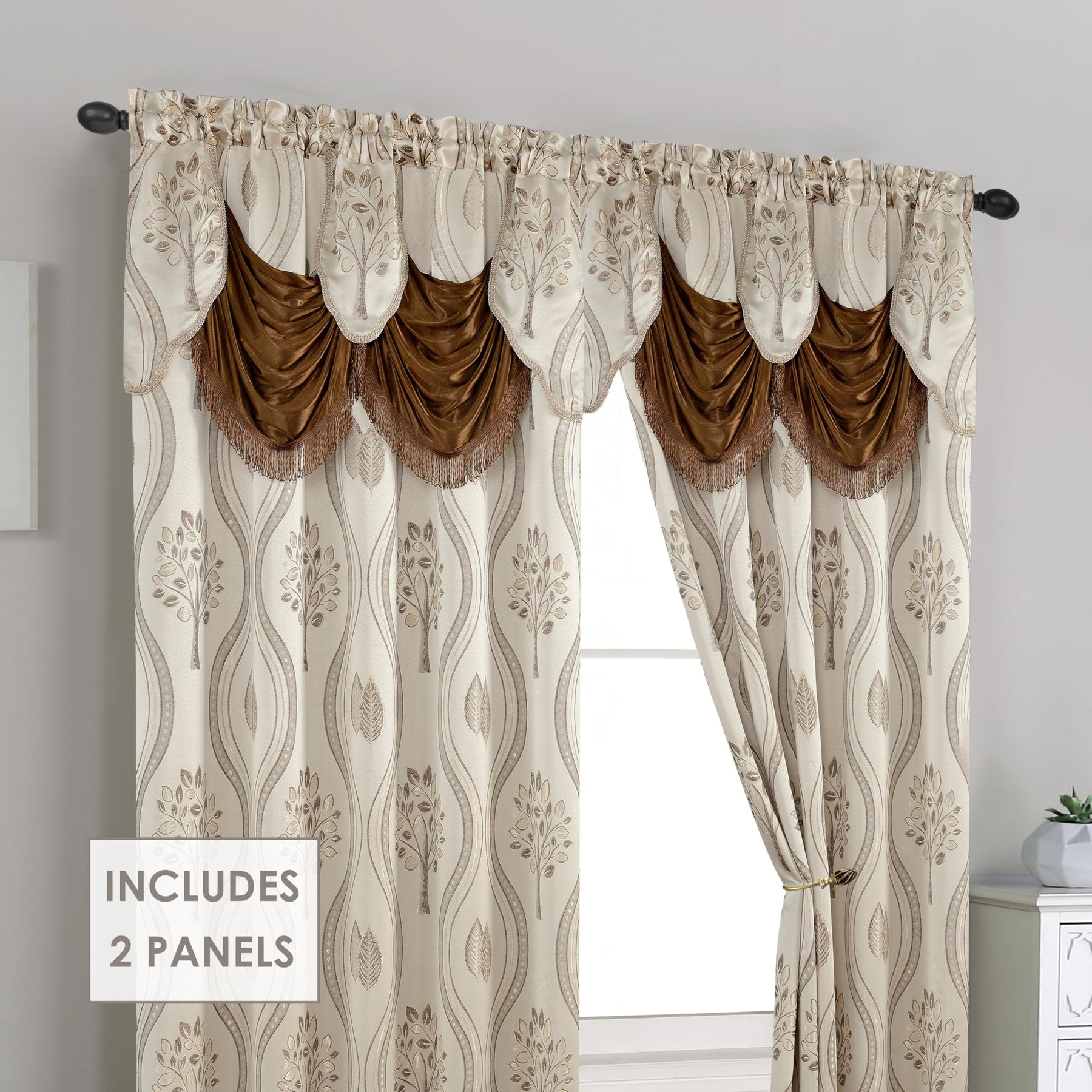 Elegant Comfort Aurora Jacquard Look Curtain Panel Set