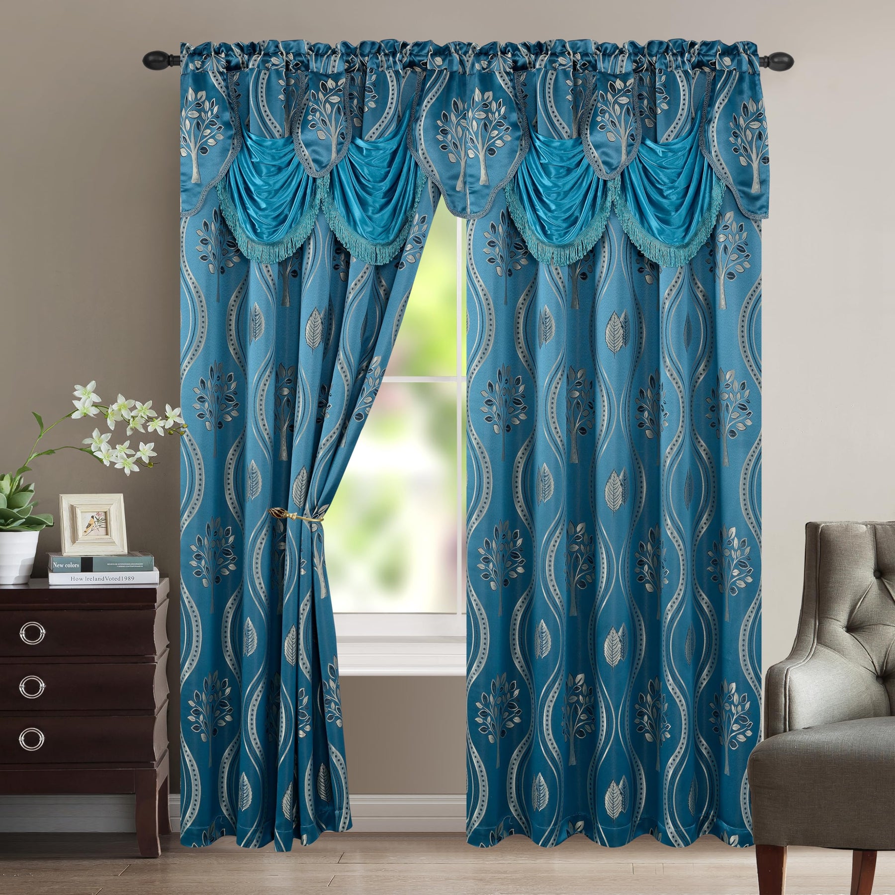 Elegant Comfort Aurora Jacquard Look Curtain Panel Set