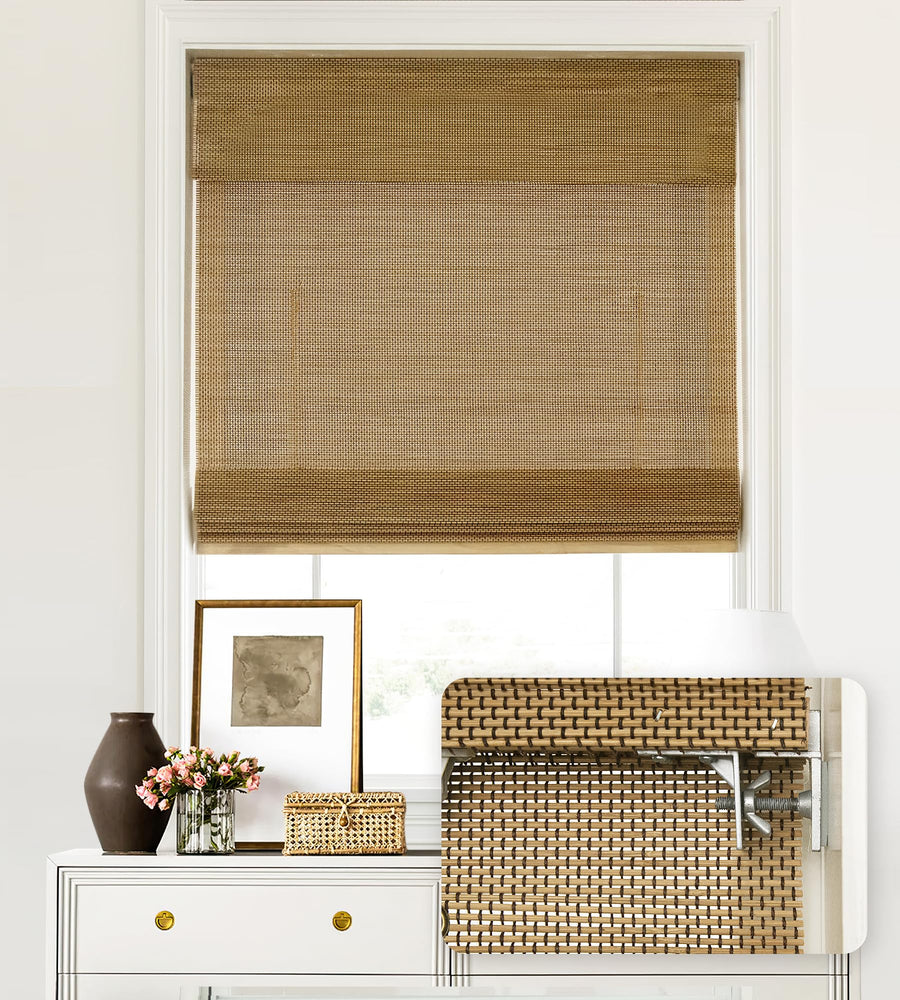 LazBlinds No Tools No Drill Cordless Bamboo Roman Shades
